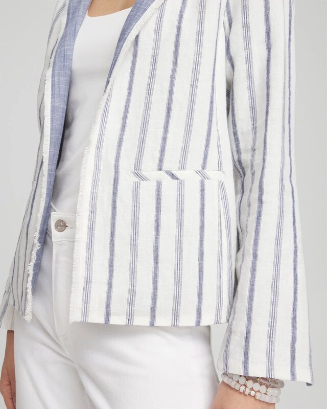 Stripe Linen Frayed Jacket - image 4